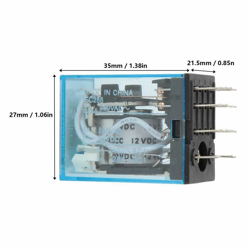 12VDC Power Relay MY4NJ 4NO 4NC 14 Pins for General Purpose Applications