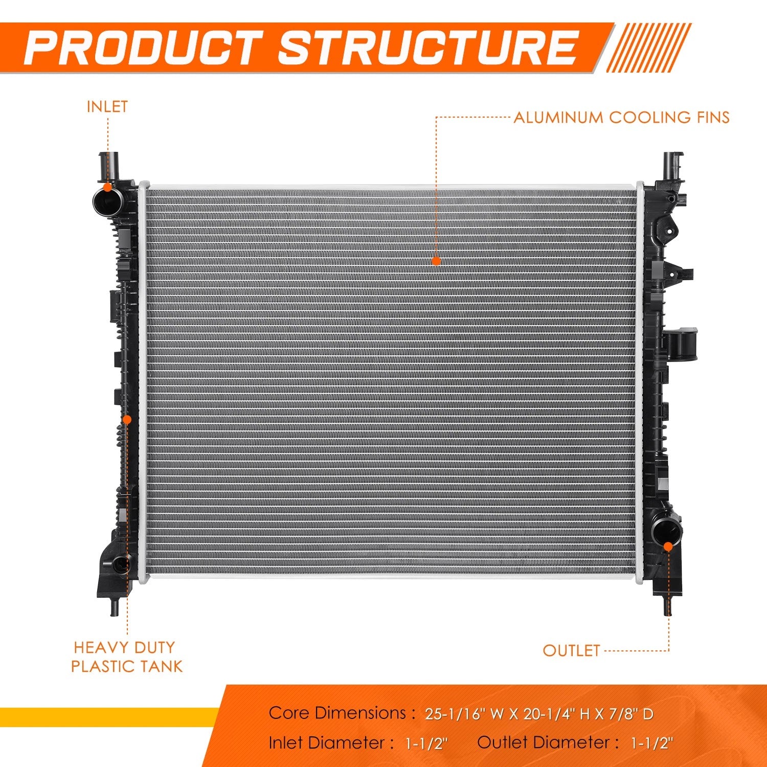 Aluminum Core Cooling Radiator for Dodge Durango 2021–2024 DPI-13924