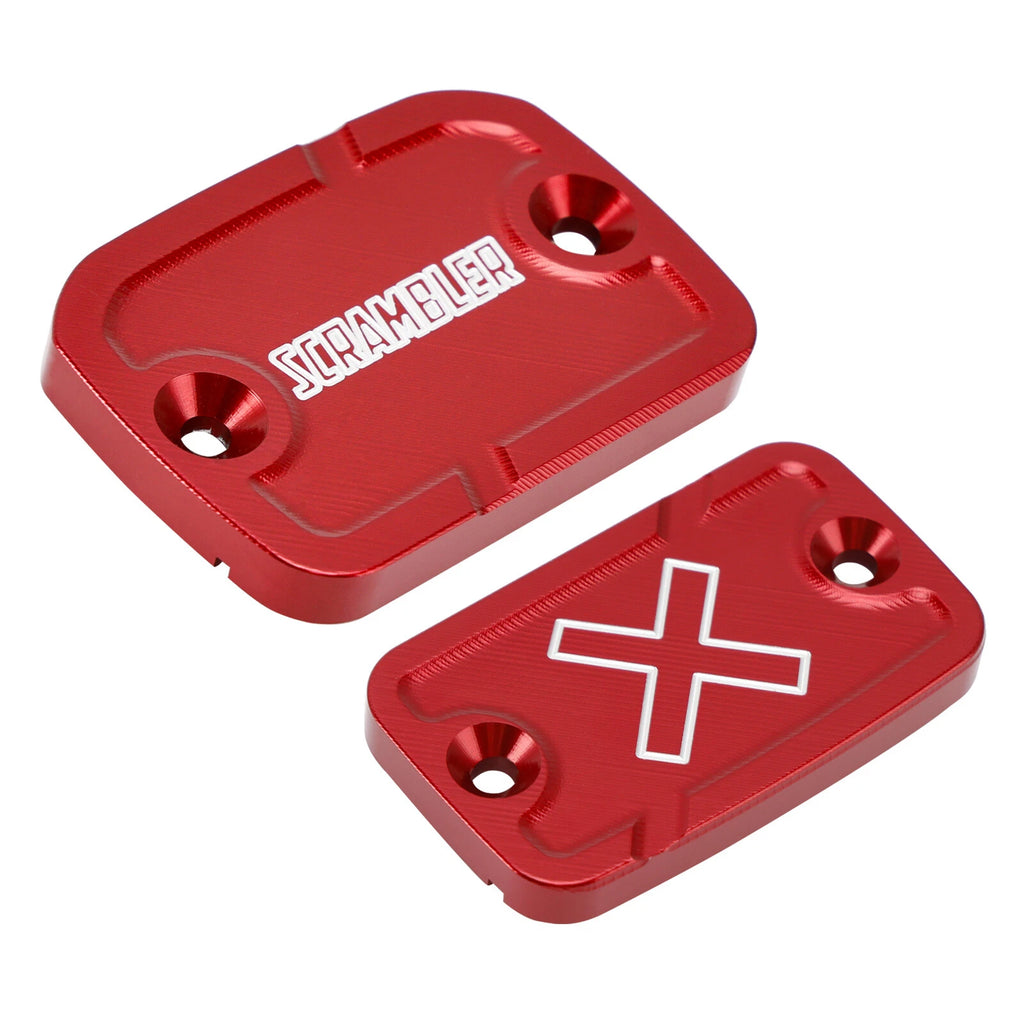 CNC Brake & Clutch Reservoir Caps Red for Ducati Scrambler 800 1100 (2015–2023)