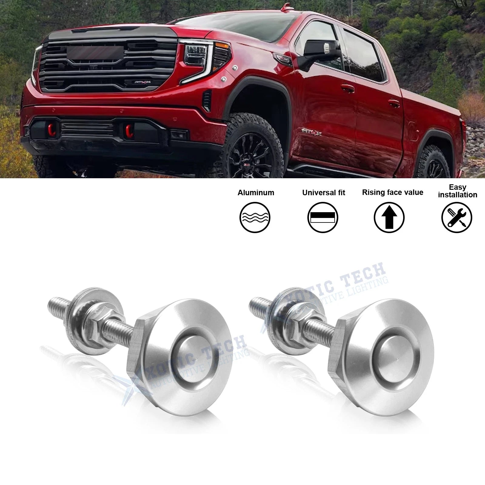 Silver Nut Front Rear Bumper Racing Style Bolt Kit for GMC (2008–2018)