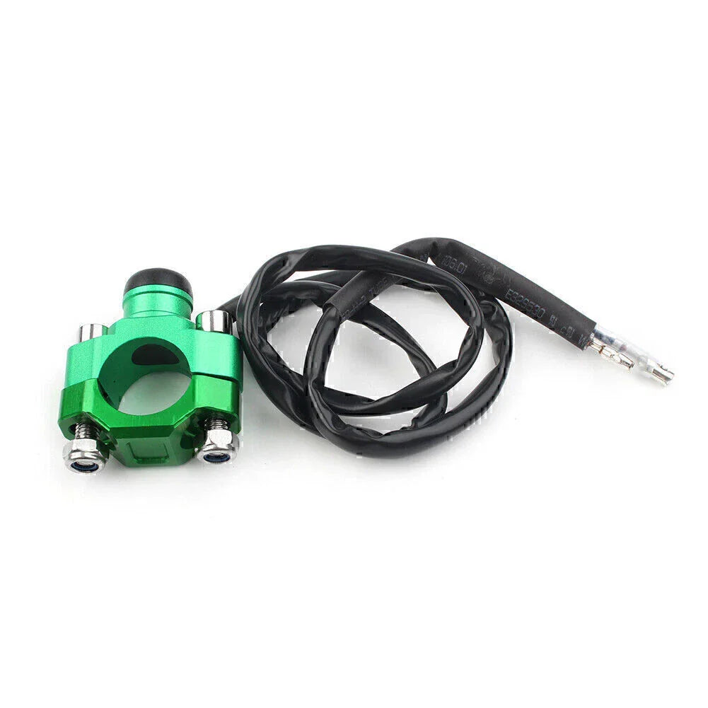 Rotating Bar Clamp Start Stop Kill Switch Button for 7/8" Handlebar Green