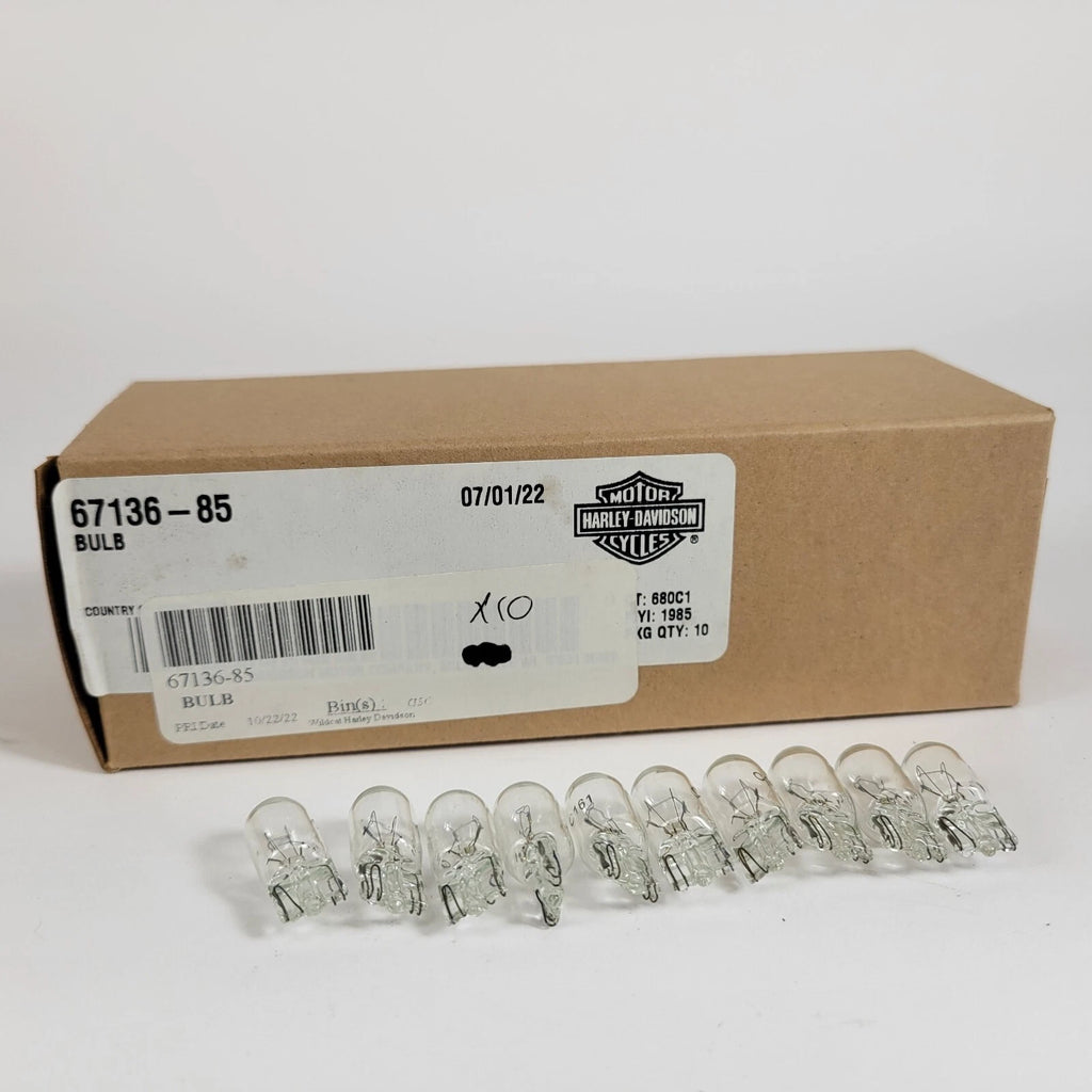 10 Pack Clear Wedge Light Bulbs for Harley Davidson Dyna & Softail (1985–2023) 67136-85