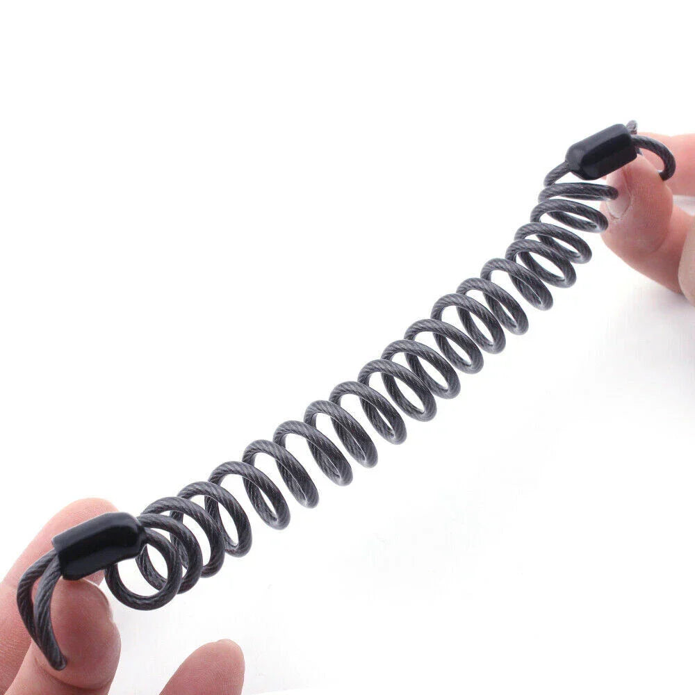 Black Motorcycle Disc Lock Security Reminder Anti-theft Rope Helmet Cable