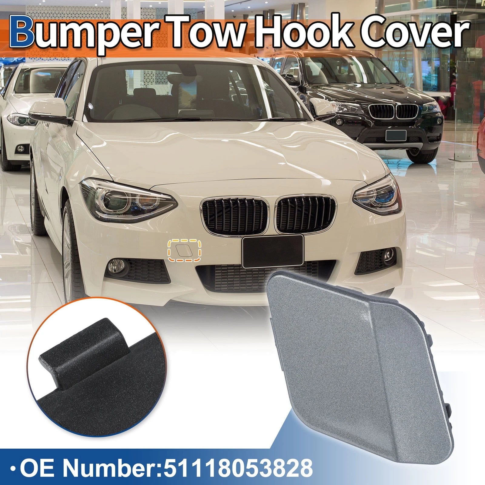 Tow Hook Cover for BMW 114i (2012–2014) No. 51118053828 Mineral Grey