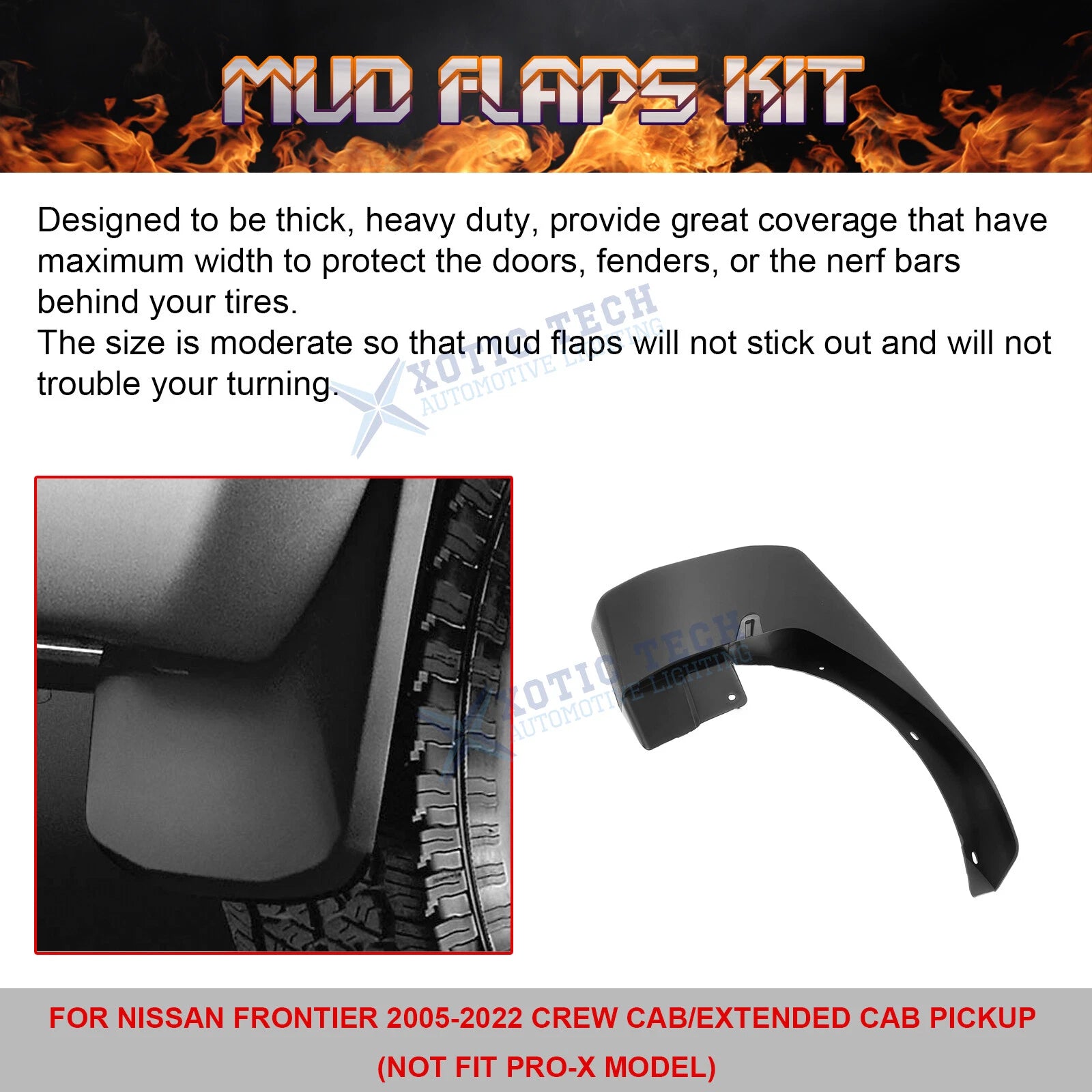 Front and Rear Splash Fender Mudguards for Nissan Frontier (2005-2022)
