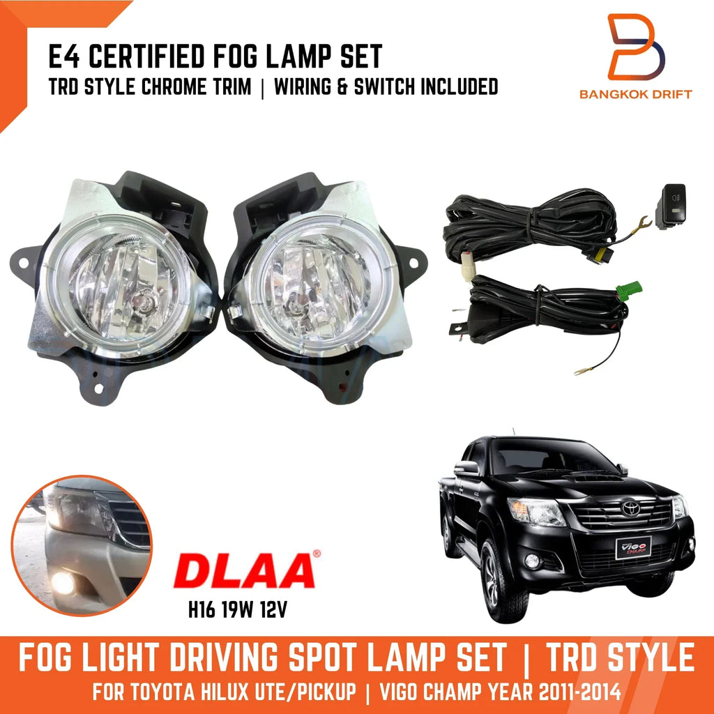 Fog Light for Toyota Hilux Ute (2011-2014) - E4 DLAA Chrome Trim