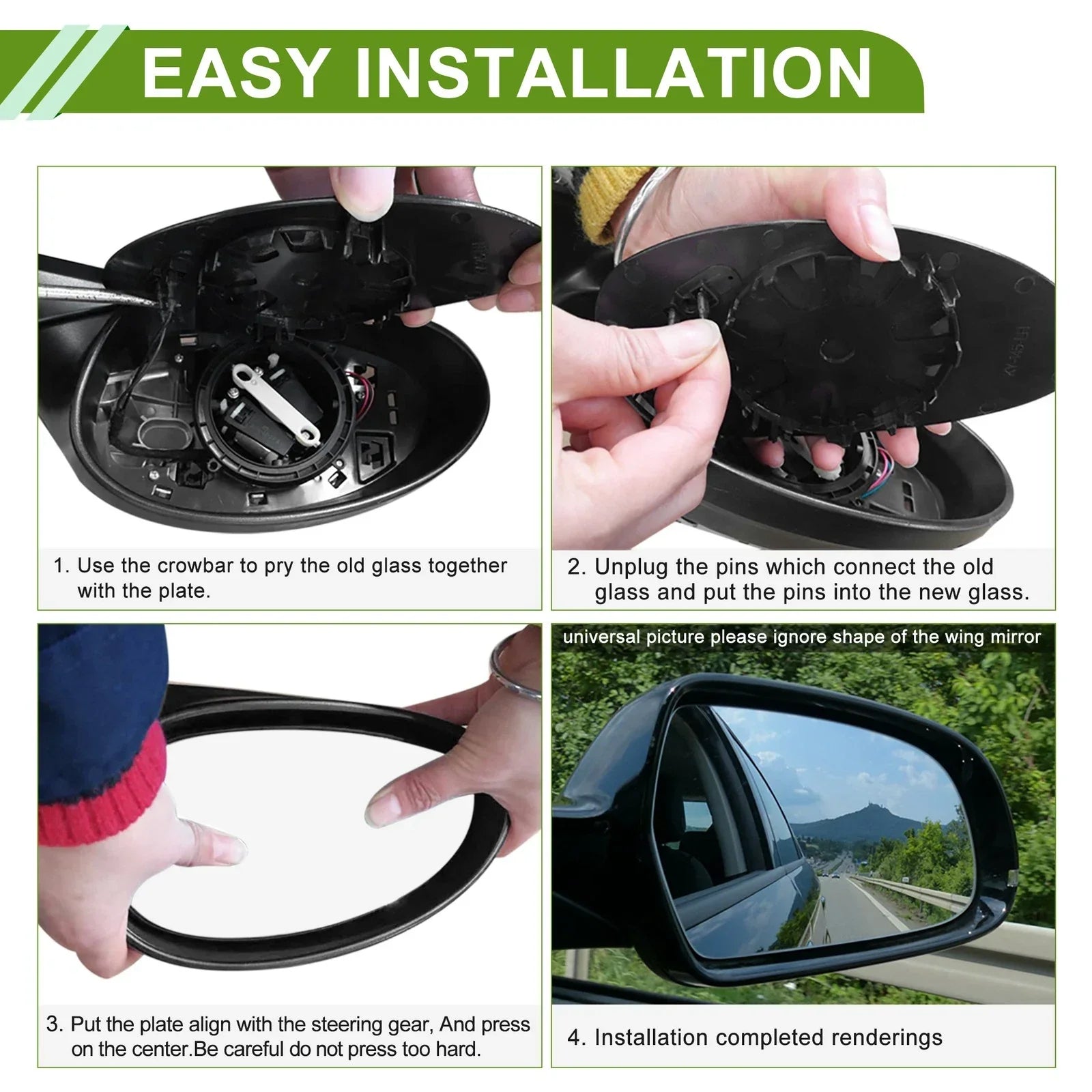 Heated Left Side Mirror Glass for Hyundai Accent (2005-2009)