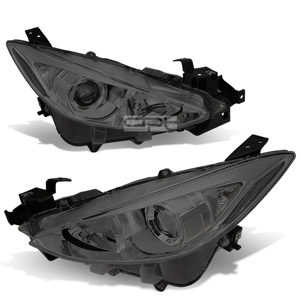 Pair of Smoked Housing Projector Headlights for Mazda 3 (2014–2016)