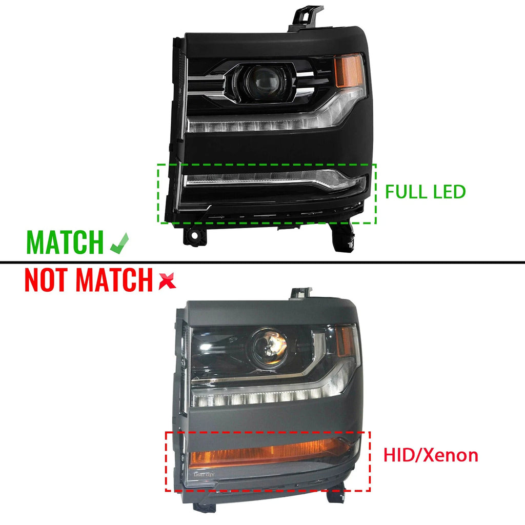 LED Projector Headlight for Chevy Silverado 1500 (2016–2018) w/Module Left