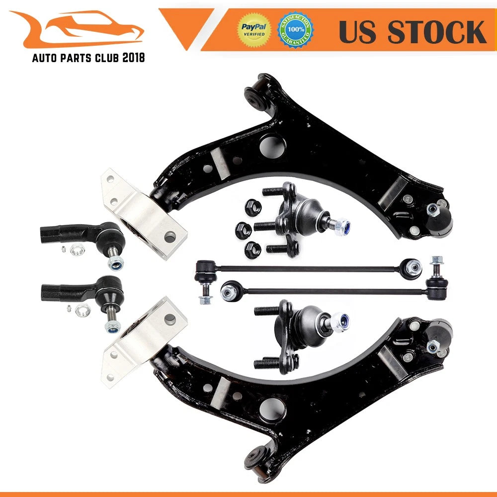 8pcs Front Lower Control Arm w/ Ball Joints for VW GTI (2007–2014)