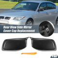 Pair Rearview Mirror Cover Cap Black Carbon Fiber for BMW 5 Series (2011–2017)