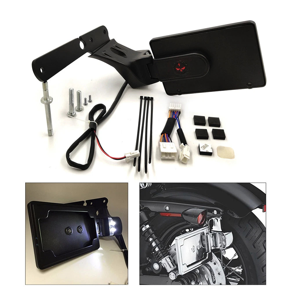 Skull License Plate Bracket with LED Light for Harley Forty Eight XL1200X (2010–2023)