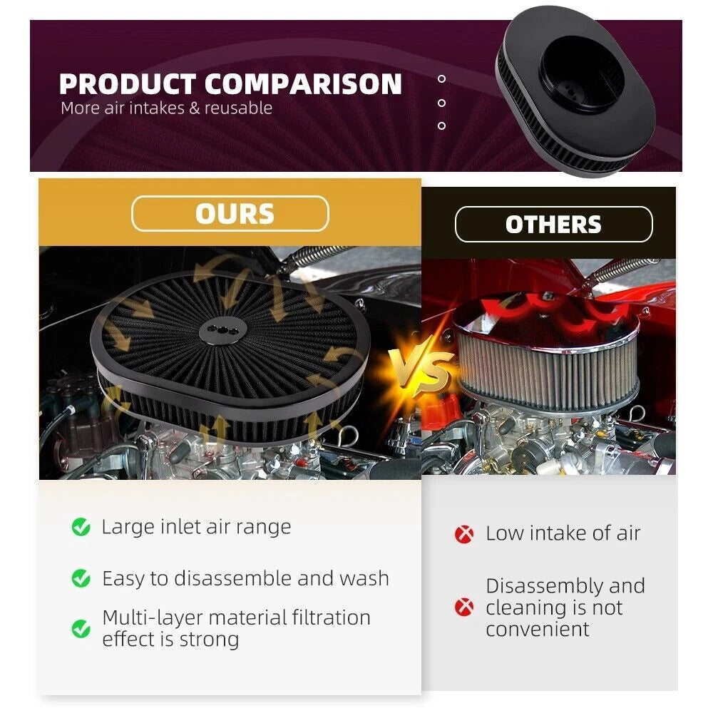 12" Oval Full Finned Air Cleaner for Demon Carburetors