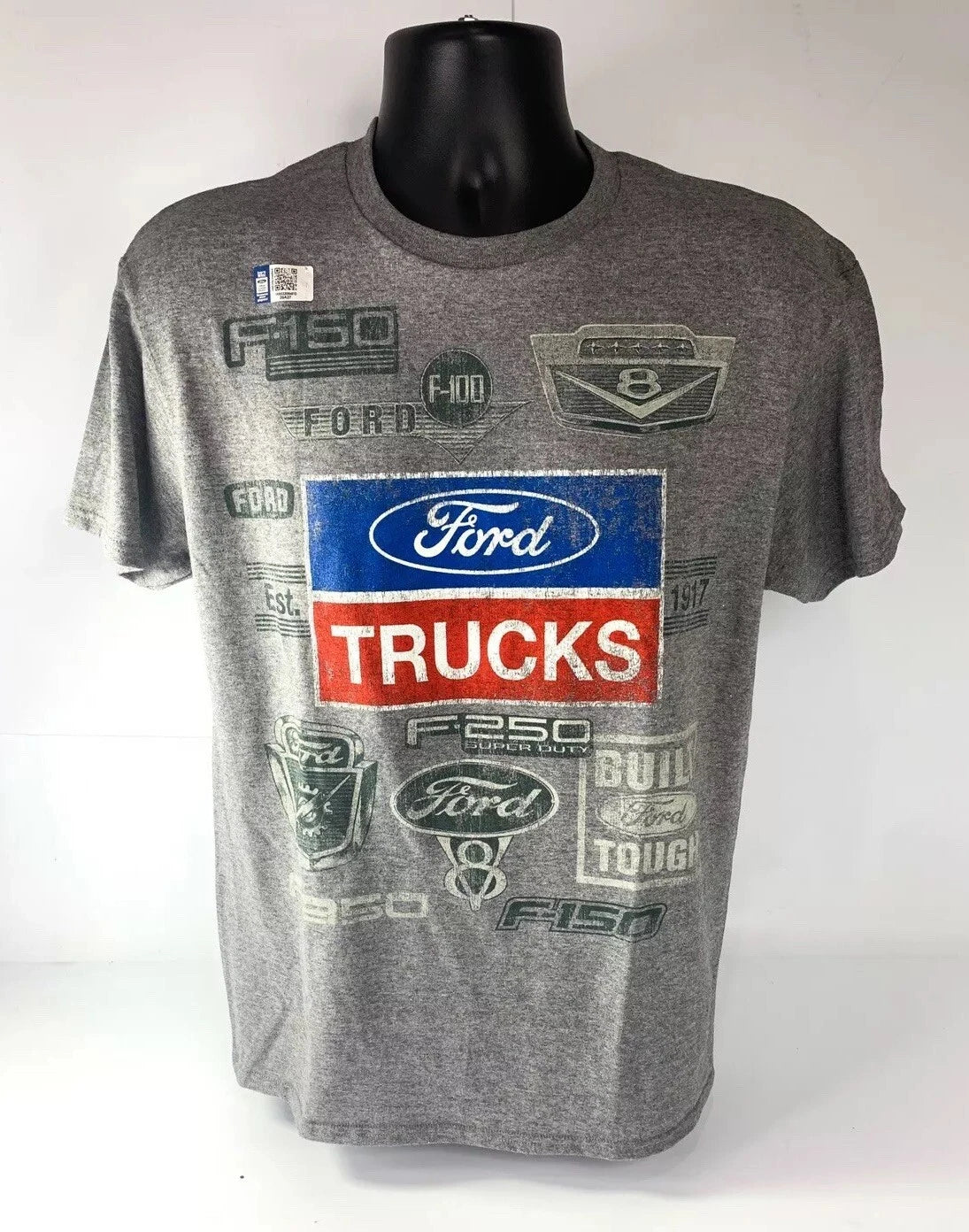 Gray T-Shirt for Ford Trucks Logo with Oval and F-100 (1965–1975)