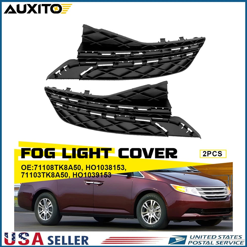 Set of 2 Front Bumper Fog Light Cover Bezels for Honda Odyssey (2014–2017)