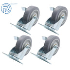 Set of 4 Swivel Casters with Side Brakes for Various Applications