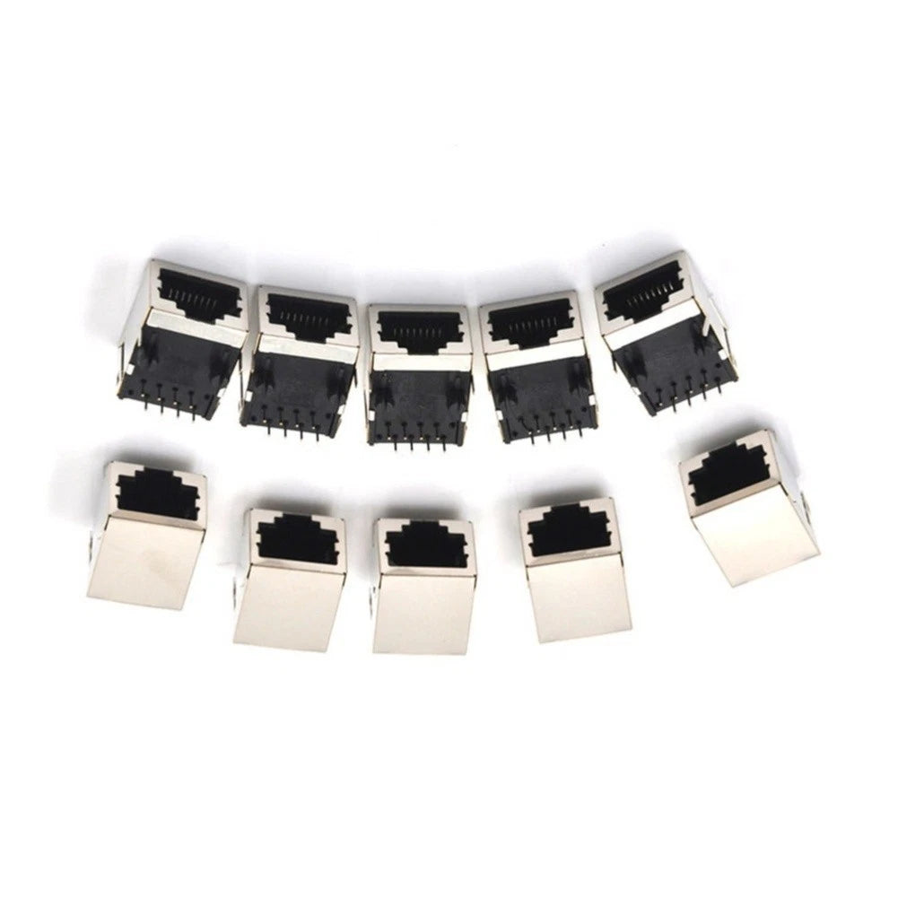 10X RJ45 8P8C Female Socket for Network Cable PCB Mount Silver