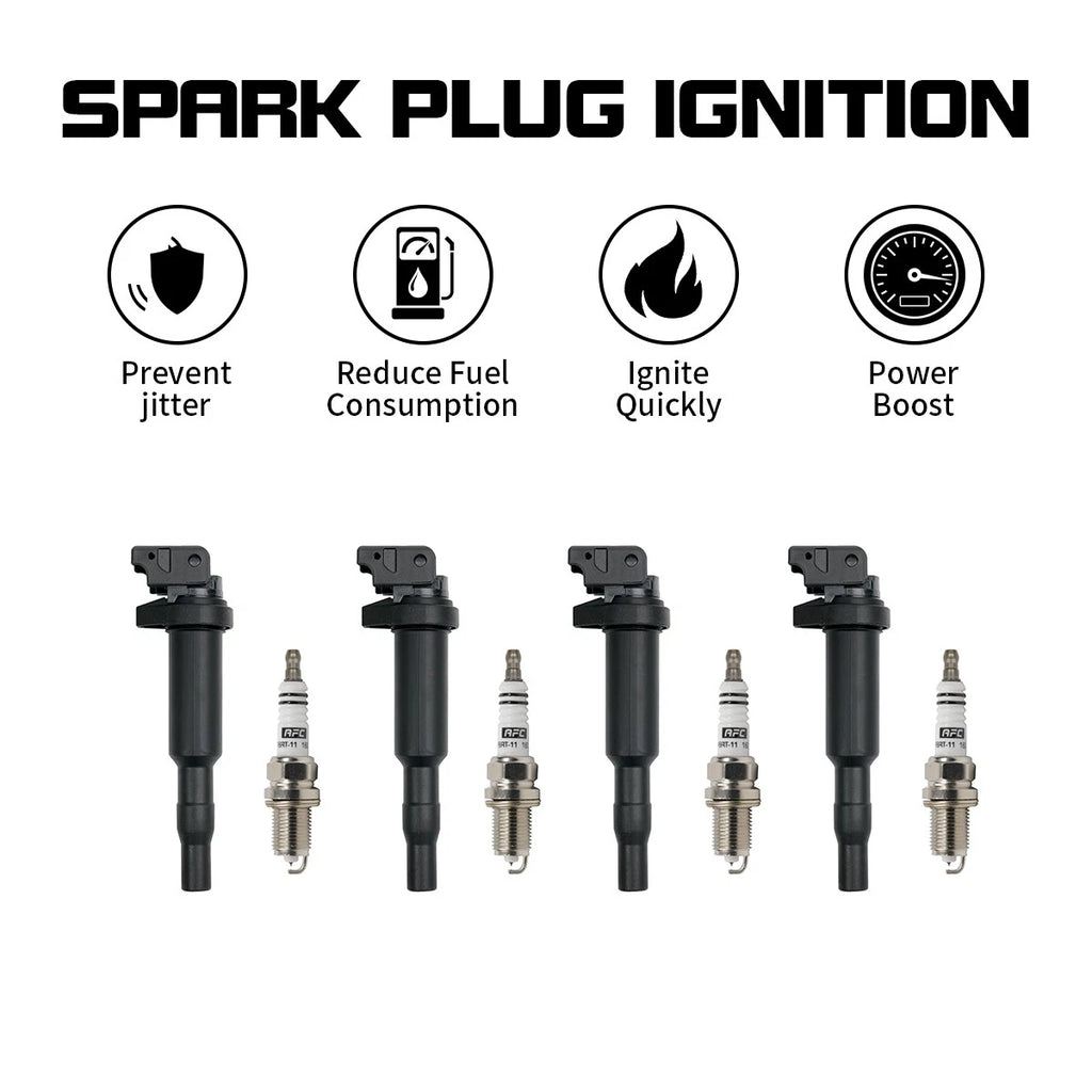 Set of 4 Ignition Coils & 4 Spark Plugs for BMW M6 M5 M3 X3 X5 (2001–2017) UF592
