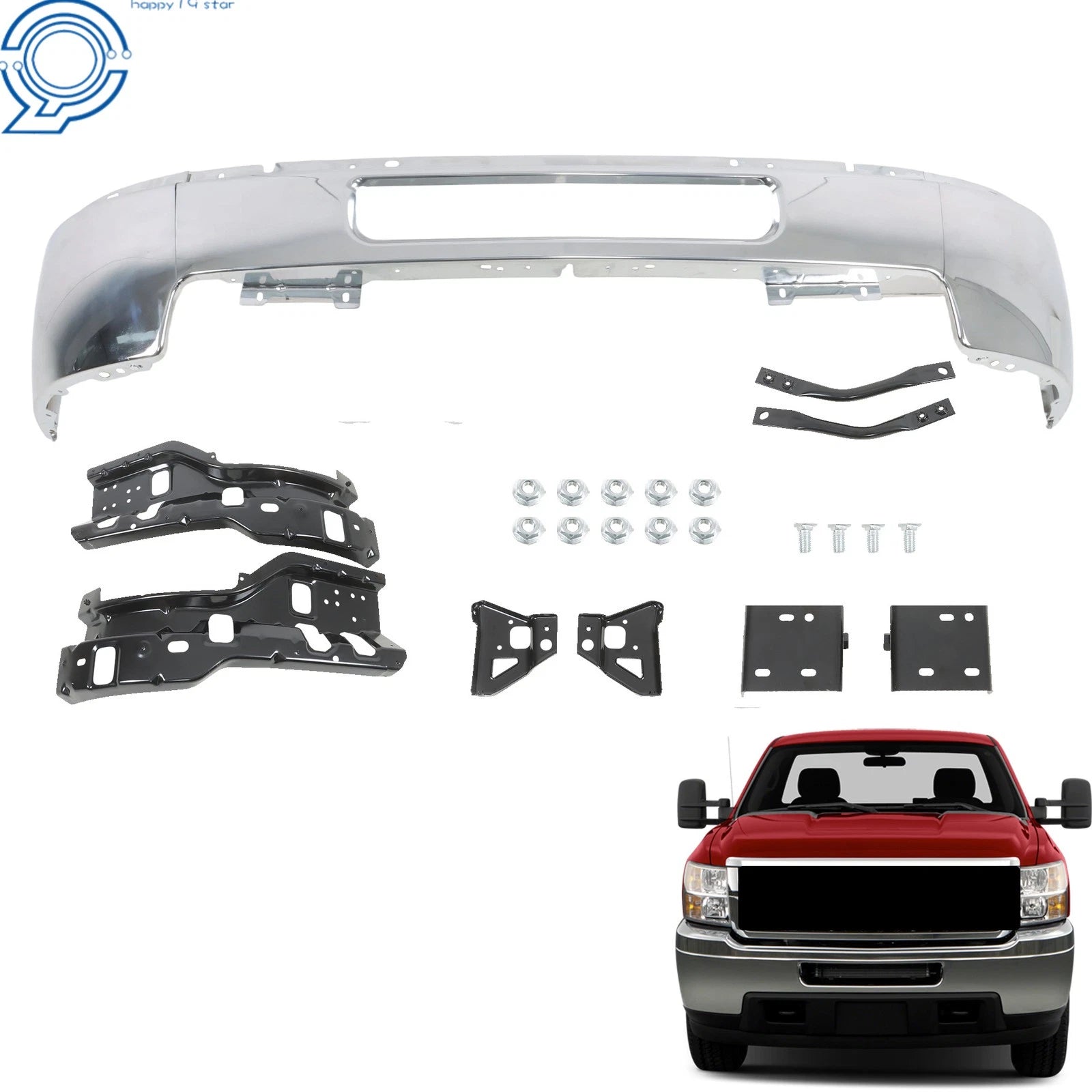 Chrome Front Bumper for Silverado 2500 (2011–2014) with 8pc Brackets
