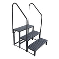 Set of 2 RV Steps with Handrails and Step Mat (660 lbs Load Capacity)