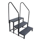 Set of 2 RV Steps with Handrails and Step Mat (660 lbs Load Capacity)