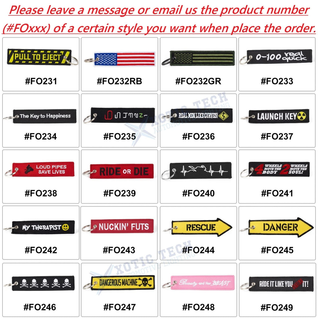 Jet Tag Embroidered Keychain for Motorcycle Biker Backpack Scooter (1pc)