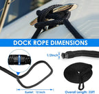 Set of 4 Dock Lines for Boat 1/2 in 25 FT Double Braid Nylon Black