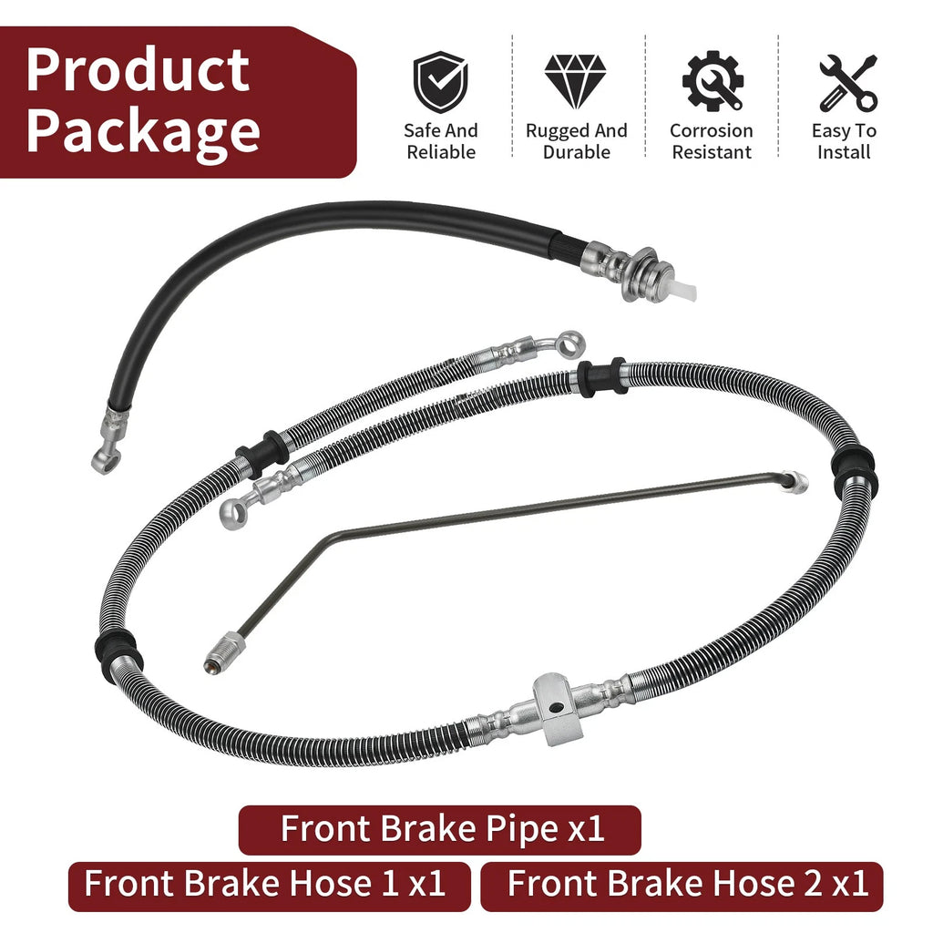 Front Brake Hose Line Pipe Kit for Yamaha Grizzly 350 450 4x4 (2007–2010)