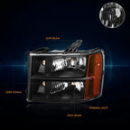 Black Housing Headlight Amber Corner Signal Lamps for GMC Sierra (2007–2014)