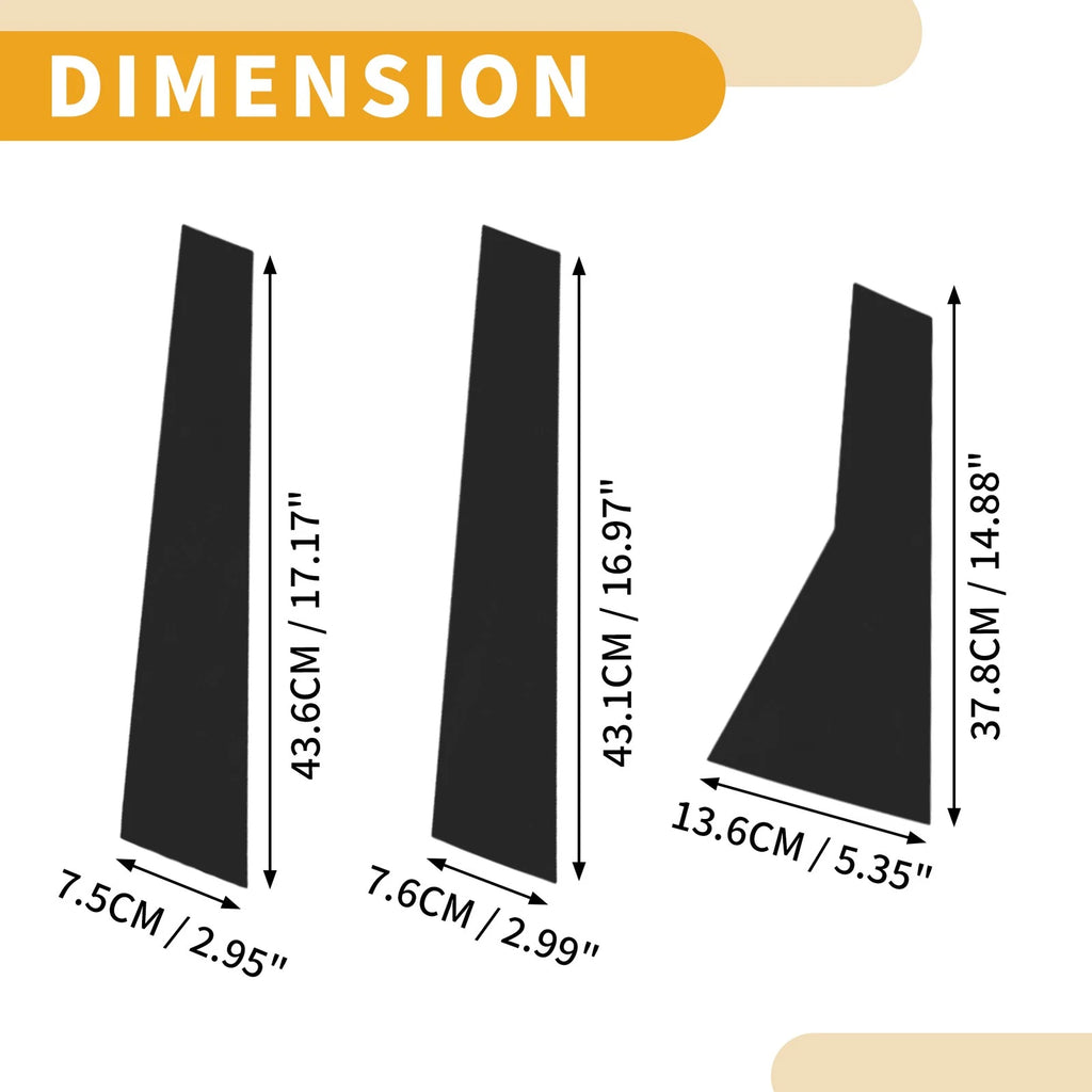 Set of 6 Door Pillar Window Trim for Honda CR-V (2011–2016) Black