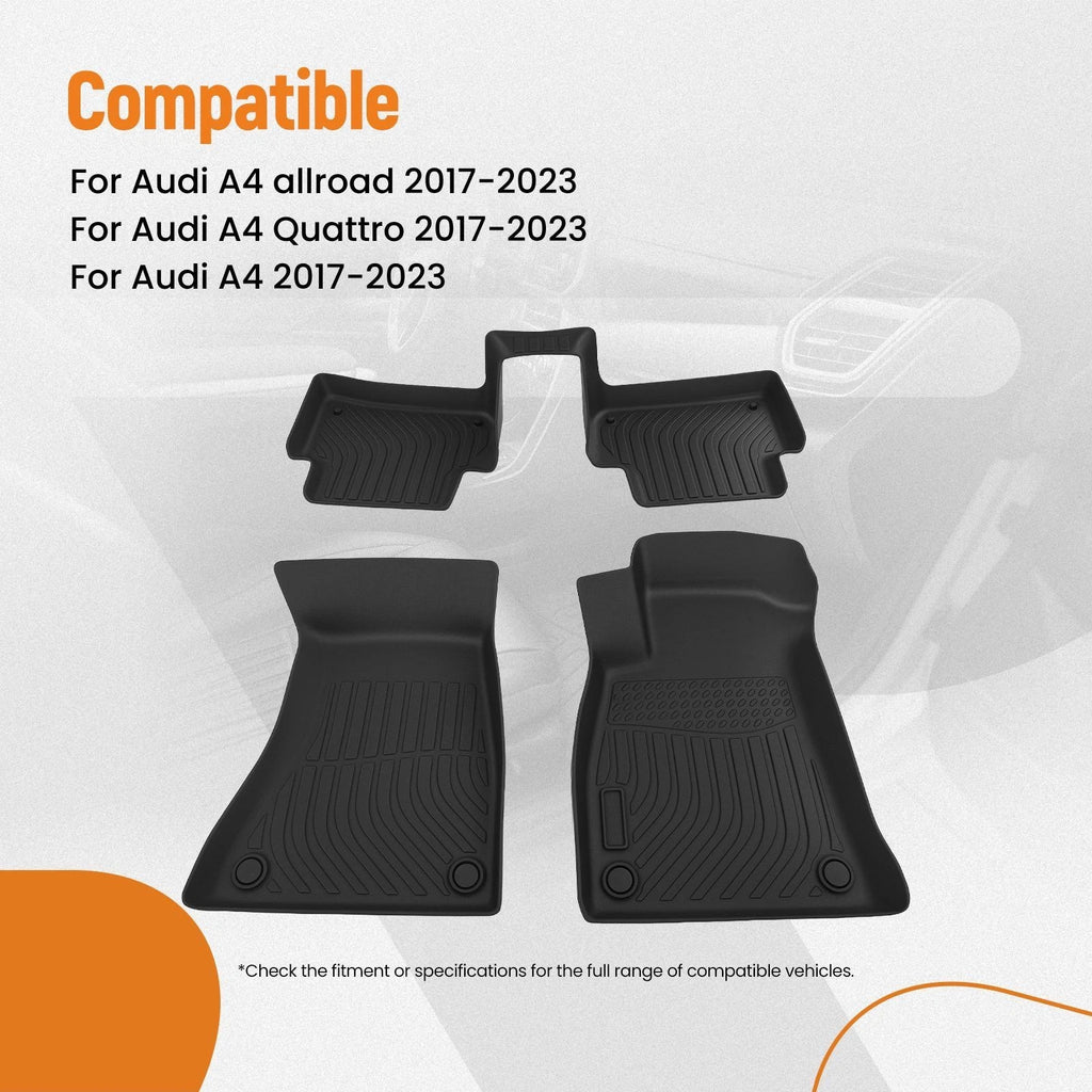 Set of 4 All-Weather TPE Carpet Floor Mats for Audi A4 Quattro (2017–2023)