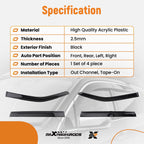 Window Deflector Rain Visor for Nissan Frontier (2022–2024) Acrylic Adhesive