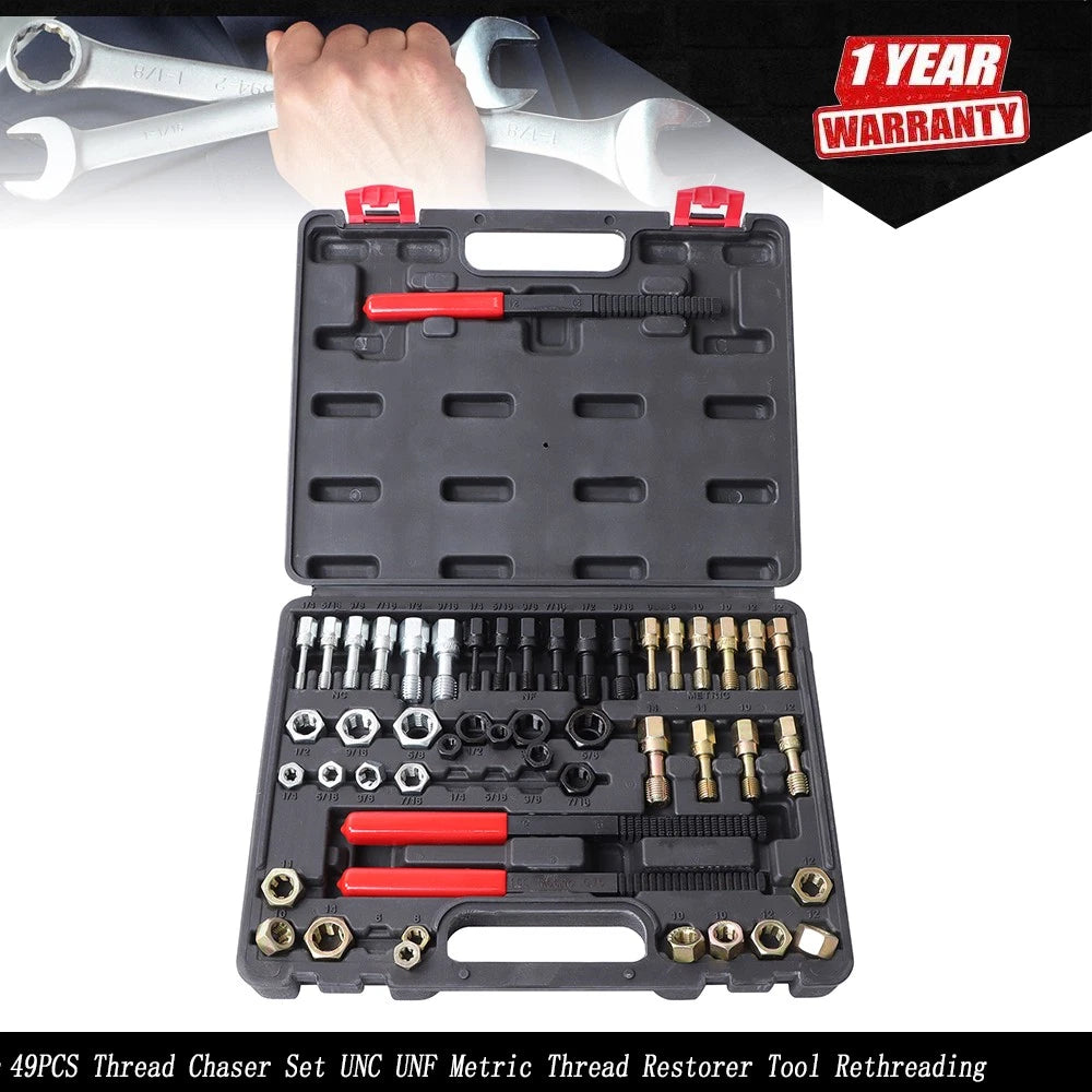 49PCS Thread Chaser Tool Set for Automotive Rethreading (Universal)