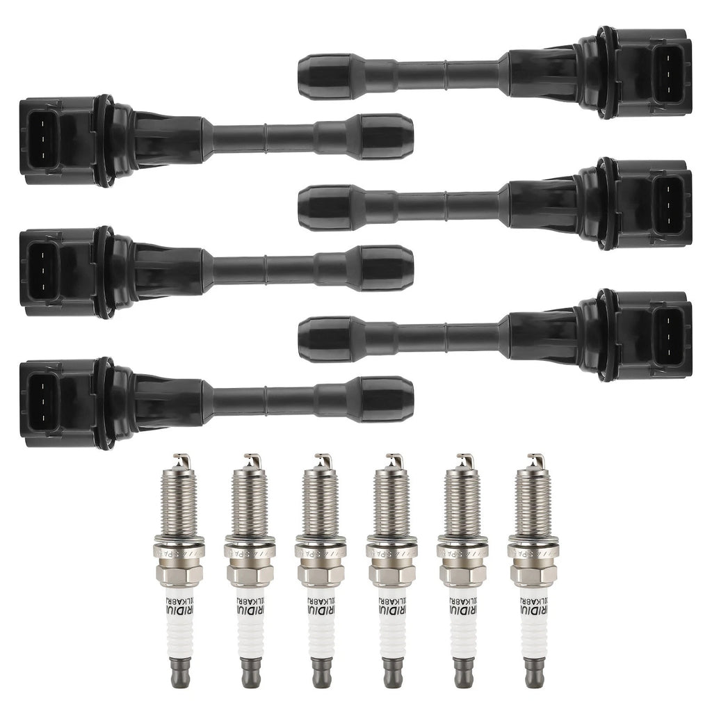 Set of 6 Ignition Coils & Spark Plugs for Nissan 370Z Infiniti Q70L (2015–2019)
