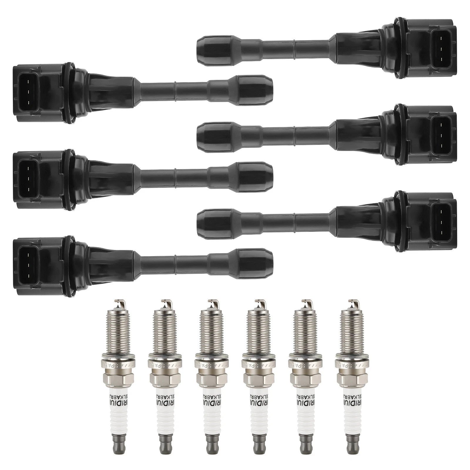 Set of 6 Ignition Coils & Spark Plugs for Nissan 370Z Infiniti Q70L (2015–2019)