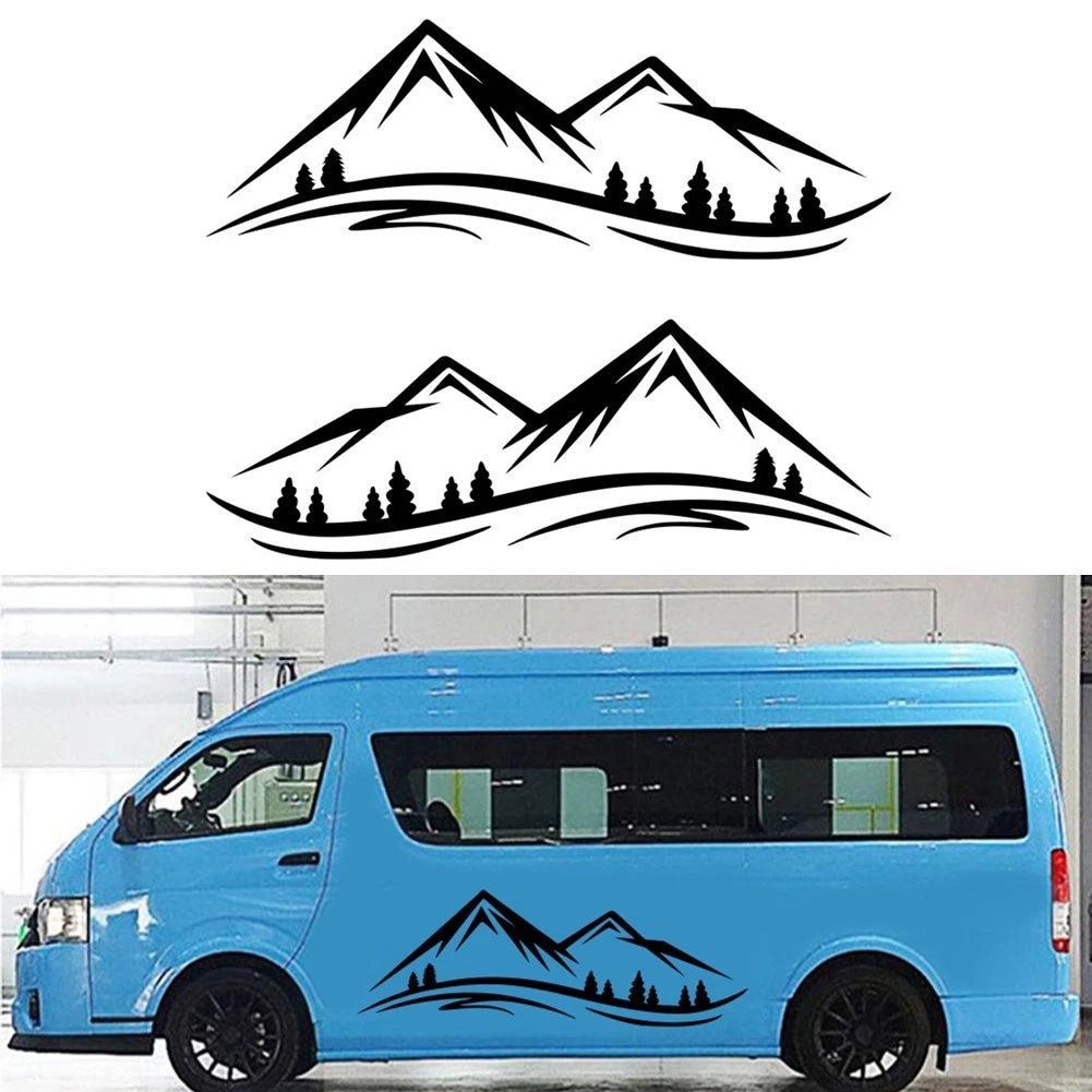 Stickers for RV Body Panel - Glossy Black Wood Design