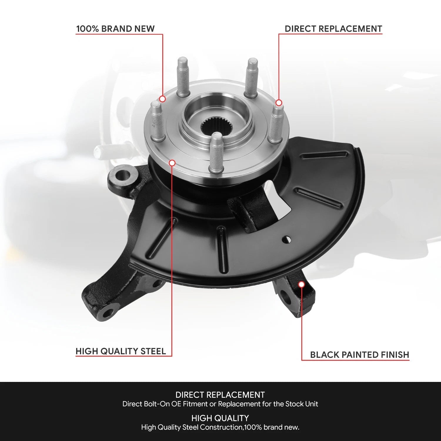 Front Right Side Knuckle & Wheel Hub Bearing for Ford Escape (2001–2012)