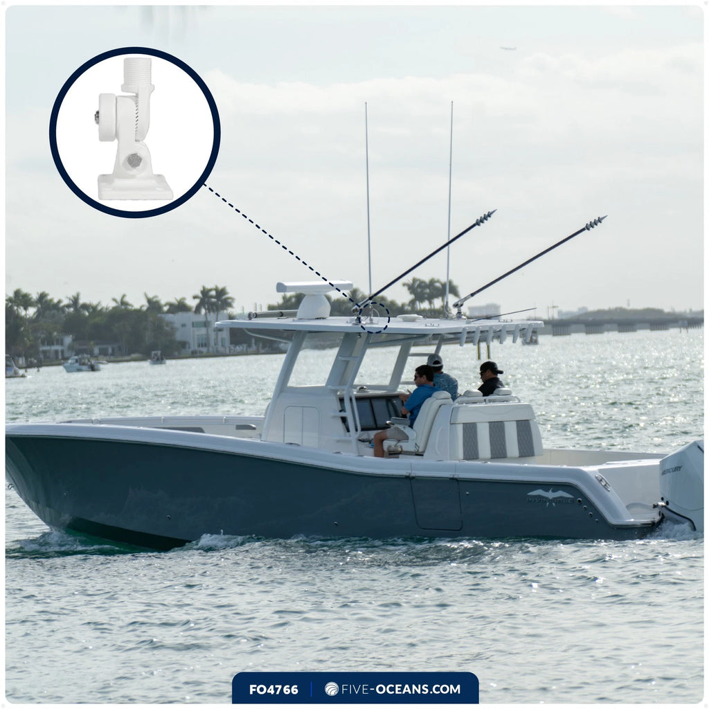Antenna Mount for Boat VHF Marine Radio (1" Standard, White Nylon)