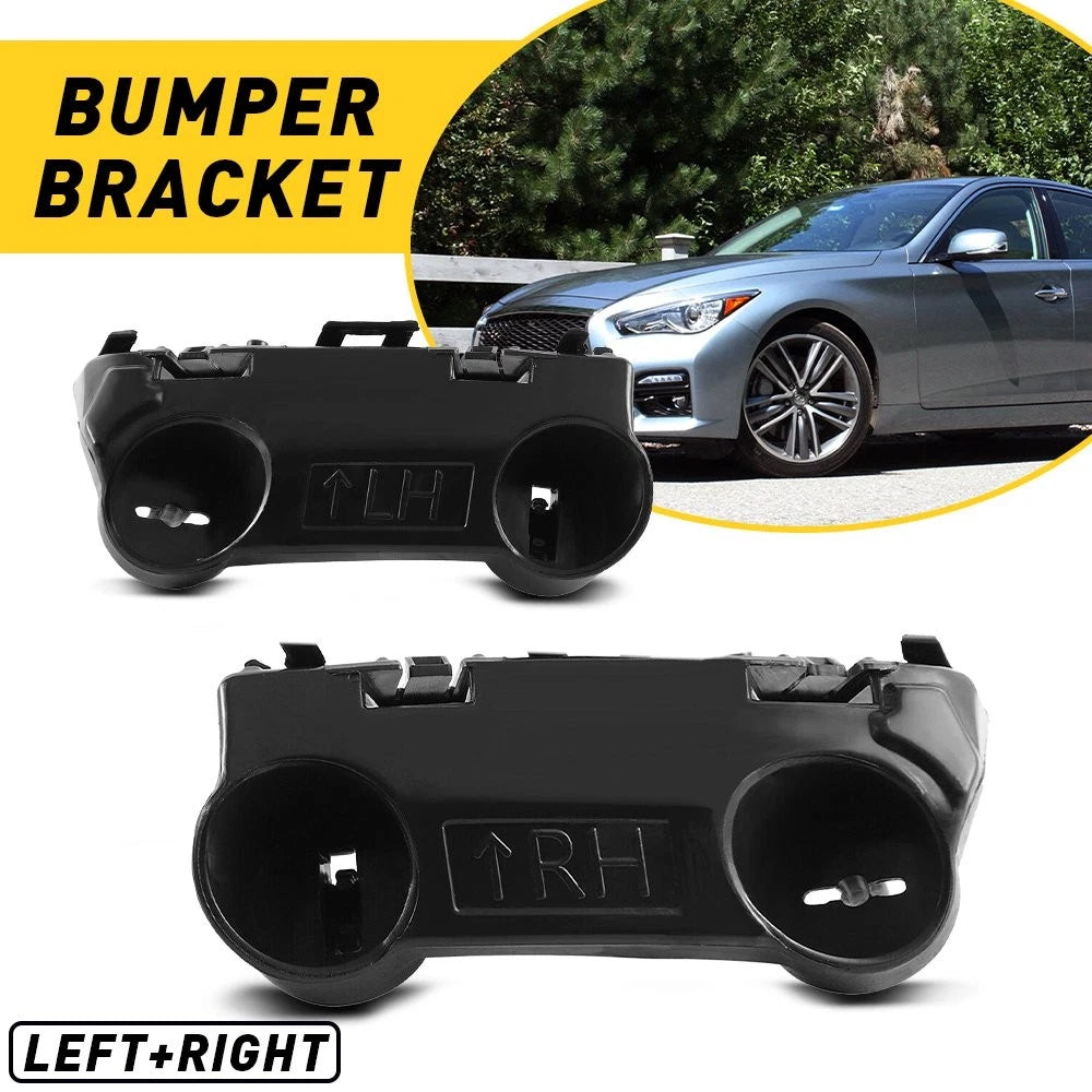 Set of 2 Front Black Bumper Support Brackets for Infiniti Q50 (2014–2021)