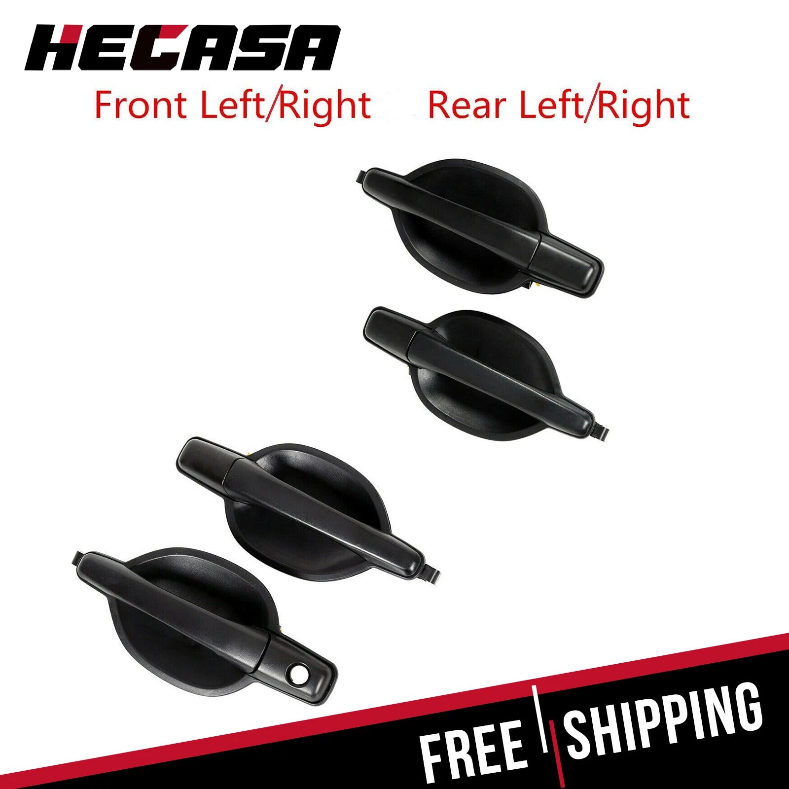 Exterior Door Handle Set of 2 for Mitsubishi Endeavor (2004–2011) Black Textured