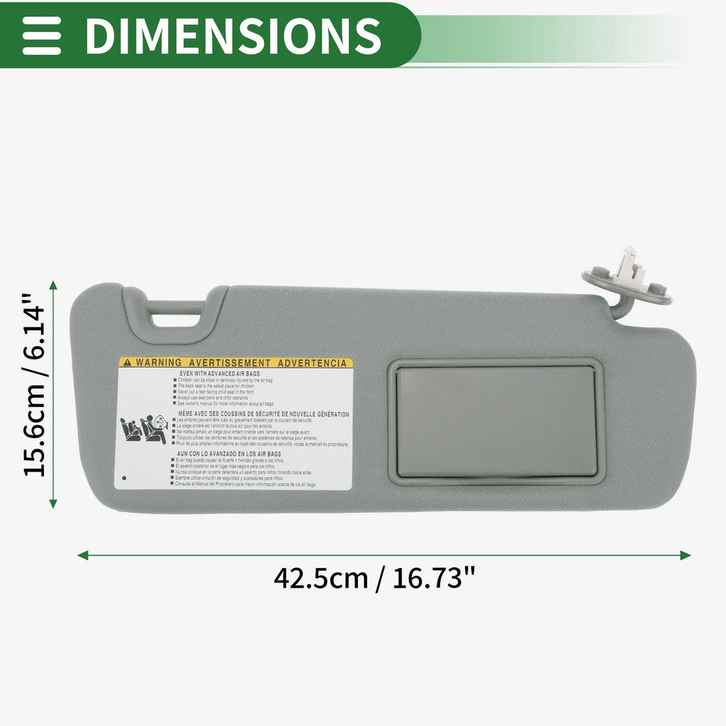 Right Sun Visor for Toyota Highlander (2014–2016, 2019) No. 74310-0E074-A0