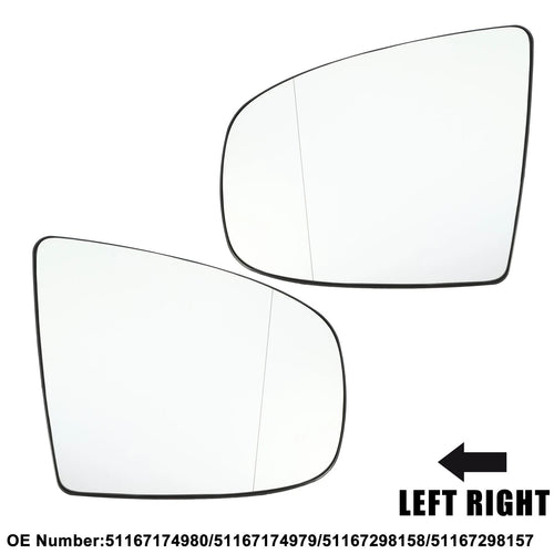 1 Pair Car Mirror Glass for BMW X5 X6 (2007–2013) No. 51167174980/51167174979