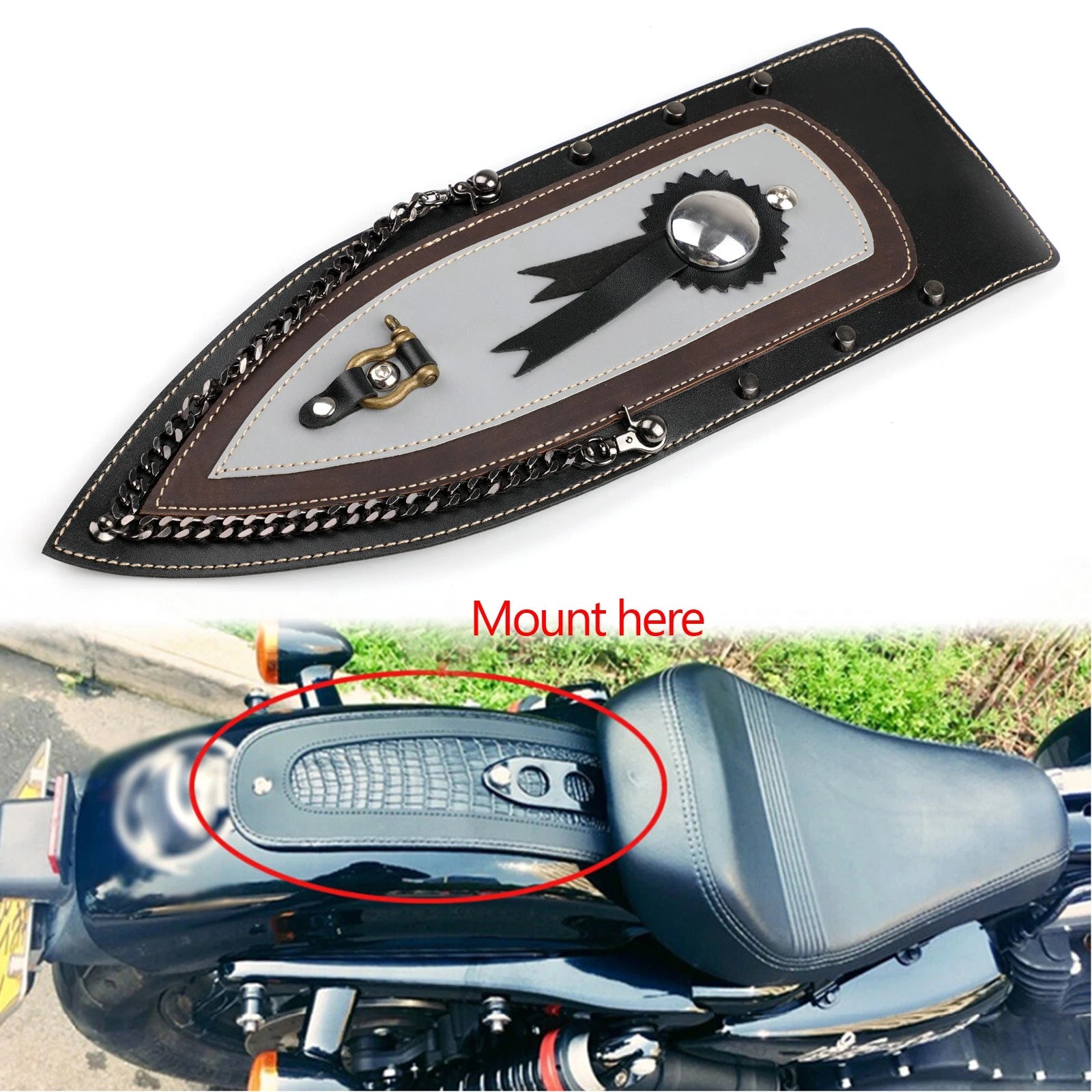 Leather Rear Fender Bib Tie for Harley Sportster XL883 (2004–2016)