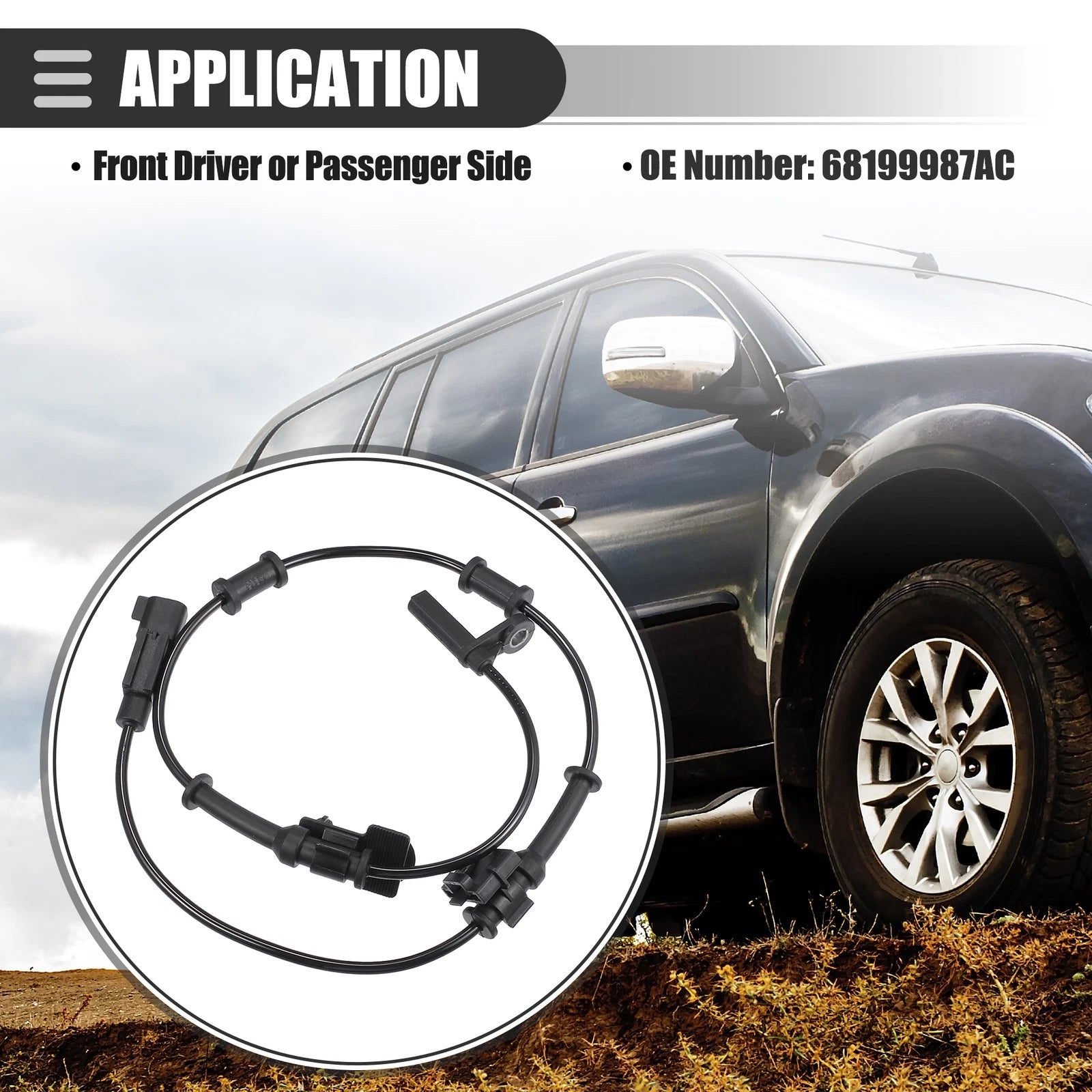 ABS Wheel Speed Sensor for Chrysler 300 (2015–2020) NO. 68199987AC Black