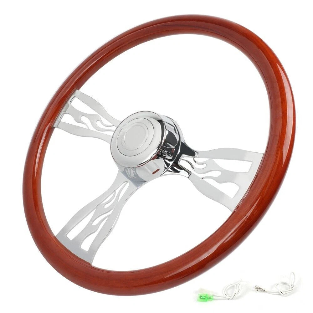 18" Chrome Wood Steering Wheel for Big Rigs