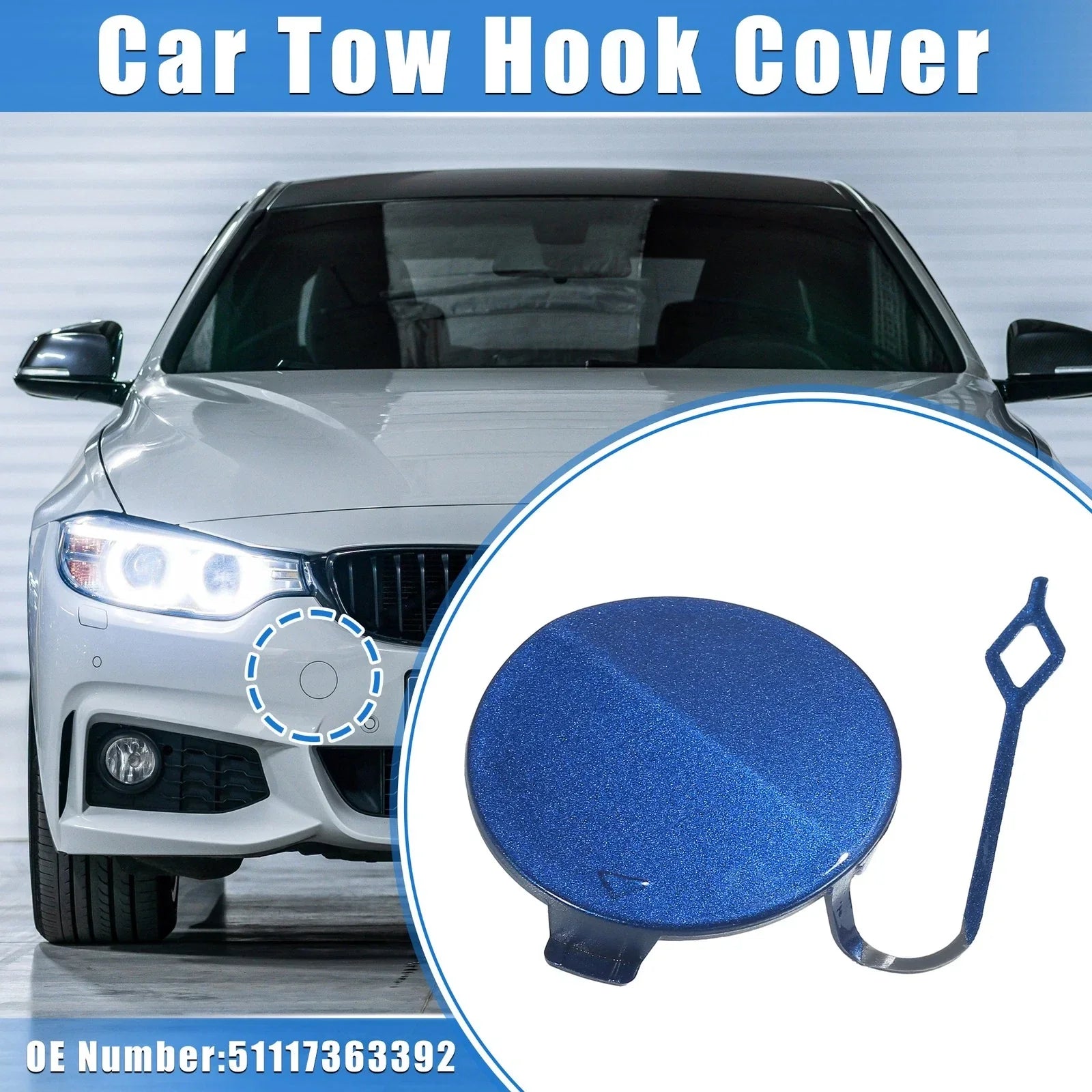 Tow Hook Eye Hole Cover for BMW F32 F33 F40 - Blue Front Right