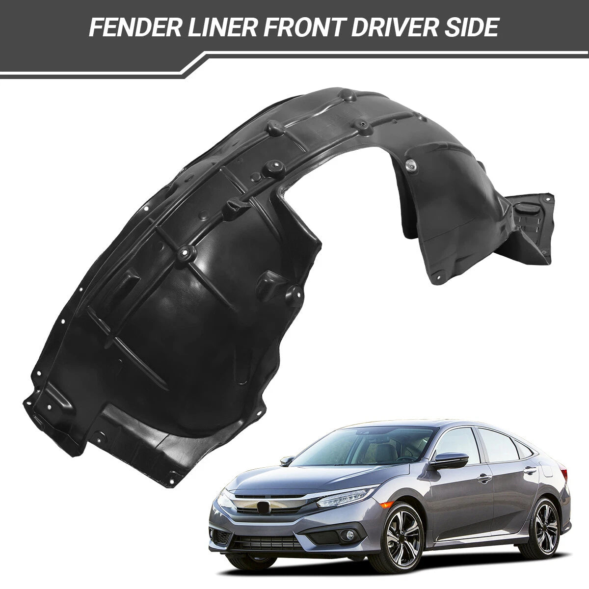 Driver Side Fender Liner for Honda Civic (2016–2018) HO1248158