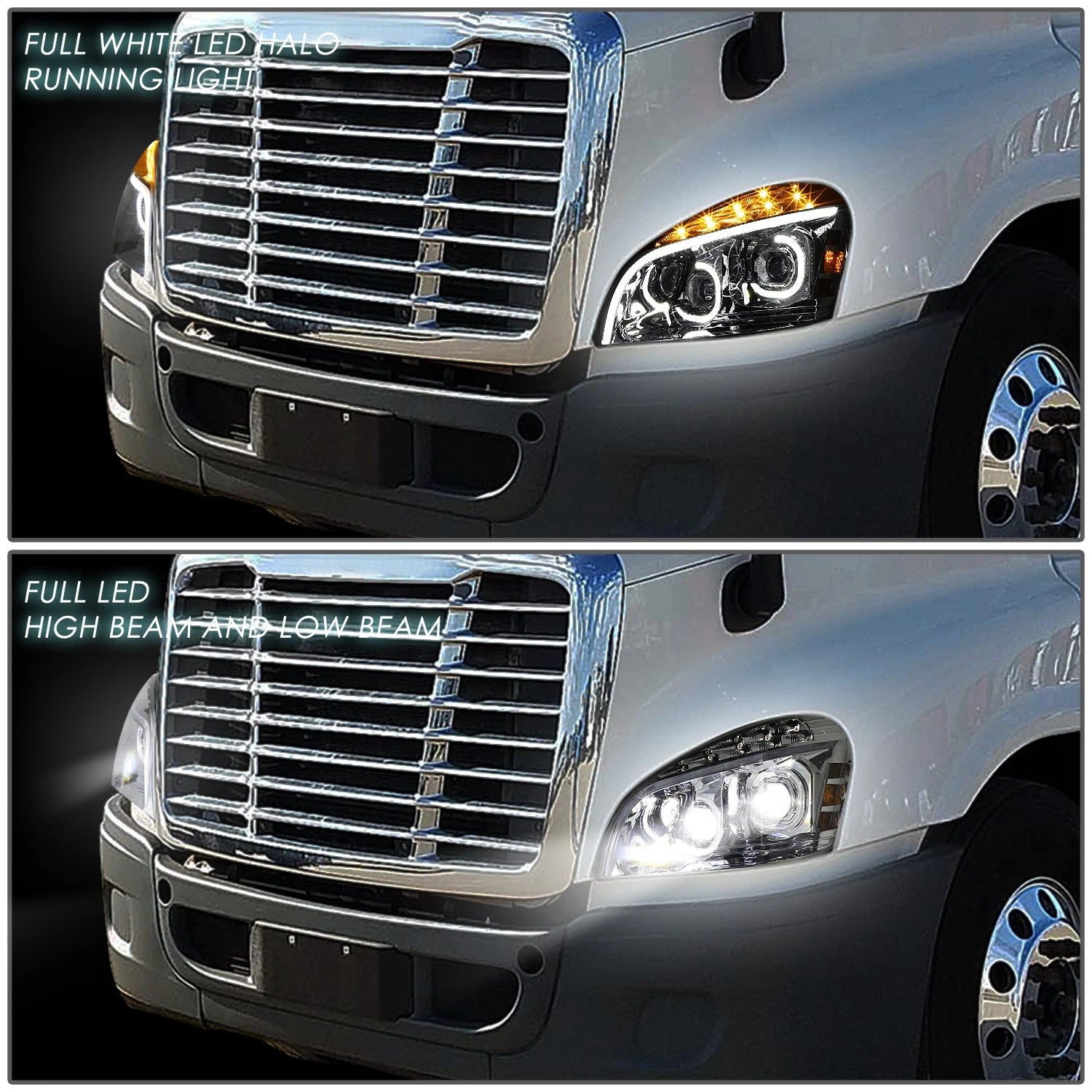 Full LED C-Halo Projector Headlight Lamps for Cascadia (2008–2017)