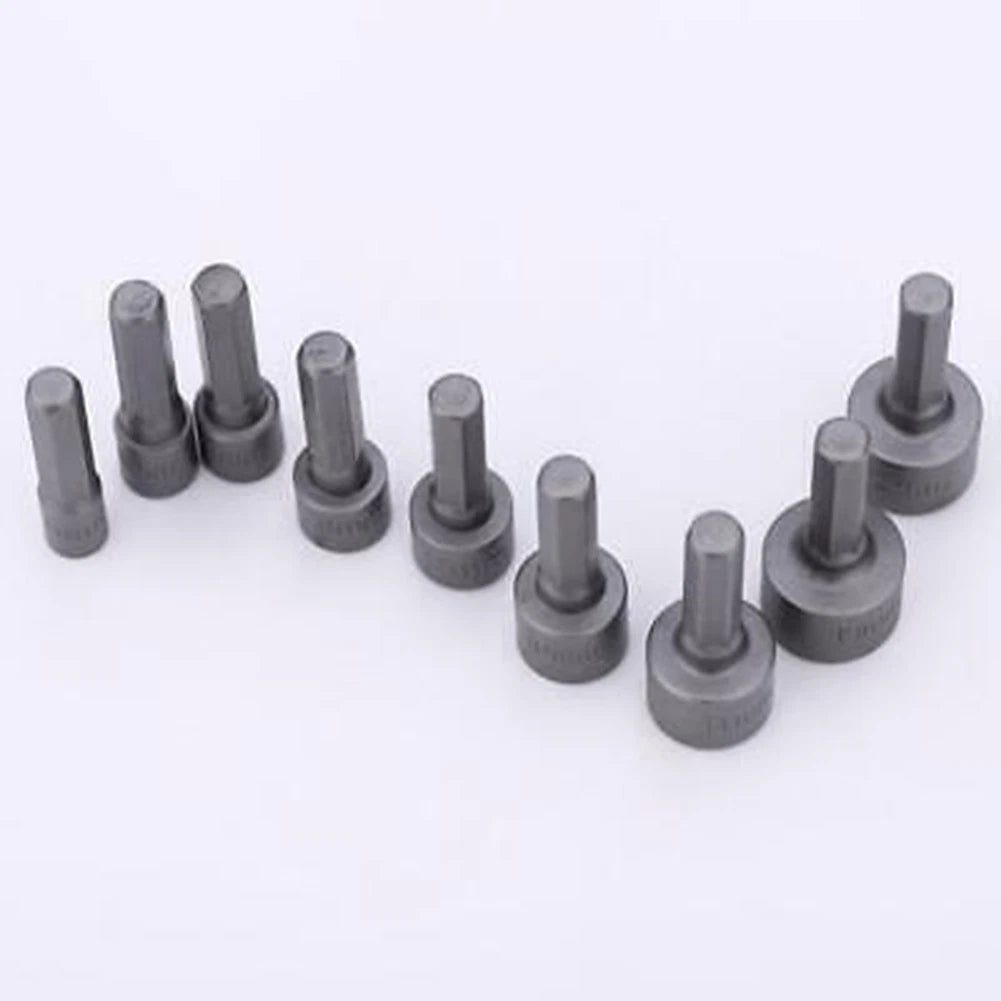 Set of 9 Metric Hex Bit Sockets 1/4 Drive (5mm-13mm)