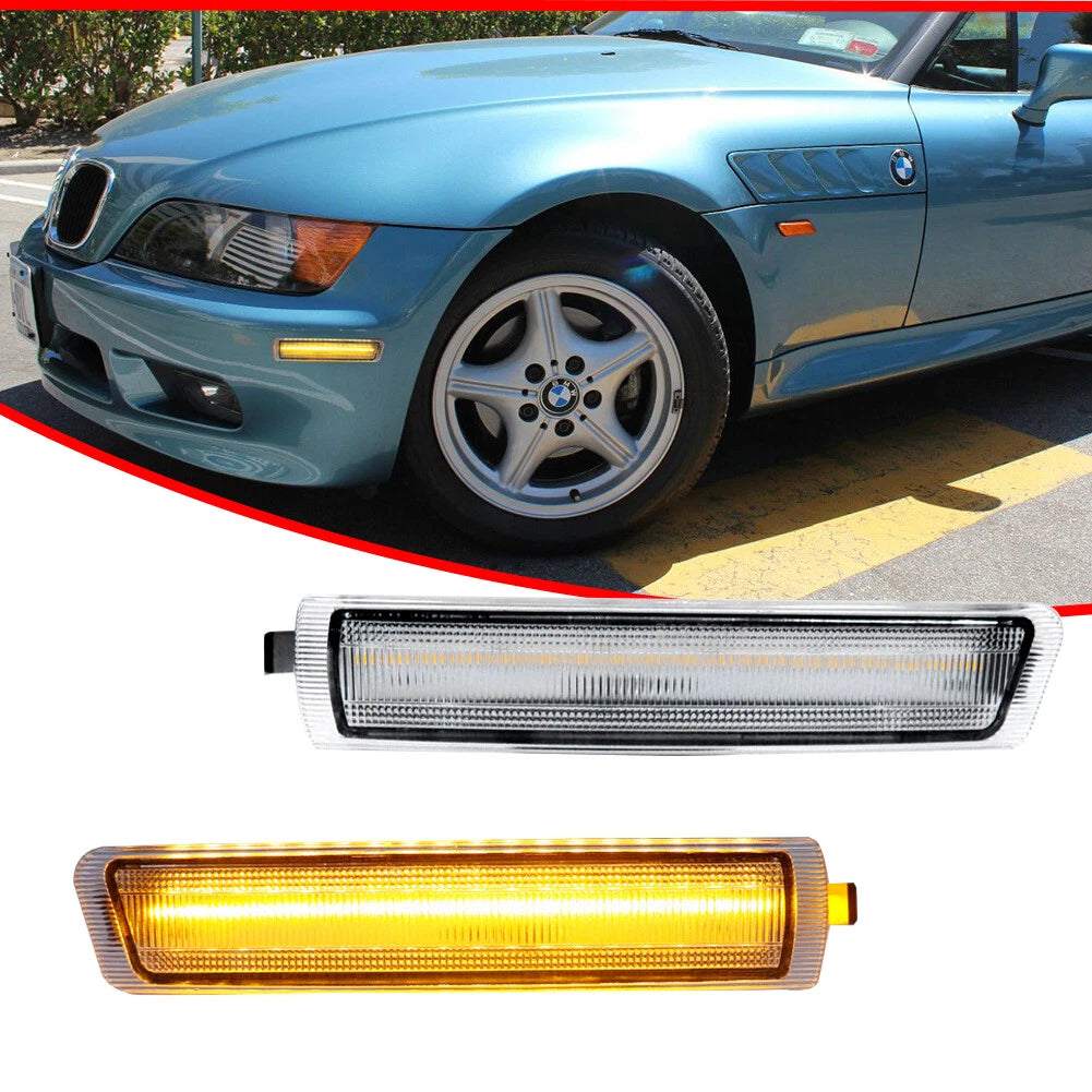 Pair Clear Amber LED Side Marker Lights for BMW Z3 M Coupe (1996–2002)